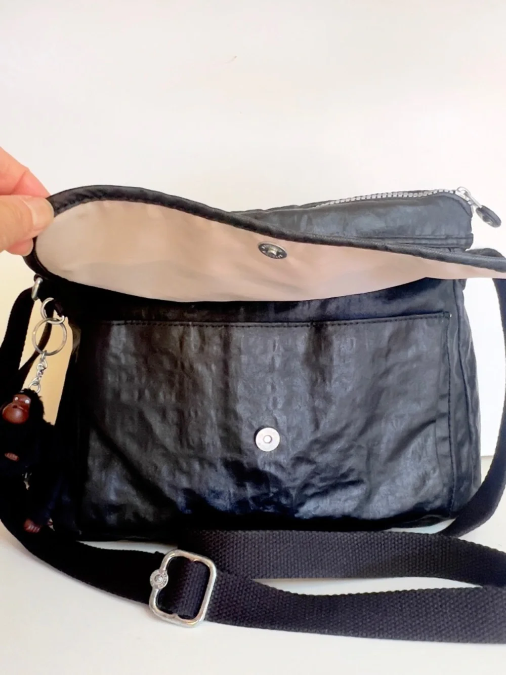 Kipling Black Nylon Messenger Crossbody